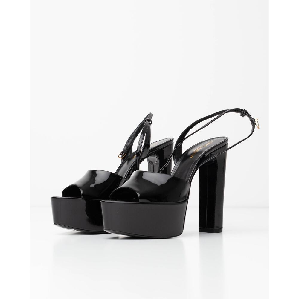 Saint Laurent Jodie patent-leather platform sandals in Black Size 39 - Picture 6 of 9